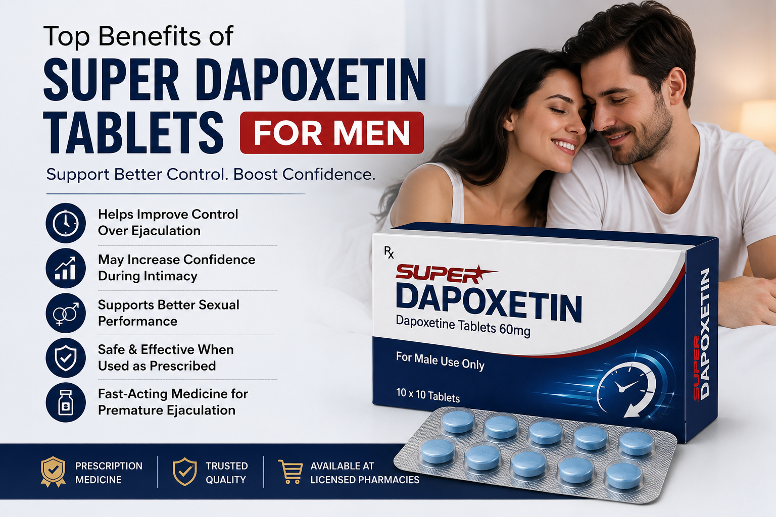 Top benefits of Super Dapoxetin Tablets for men with safety and treatment information