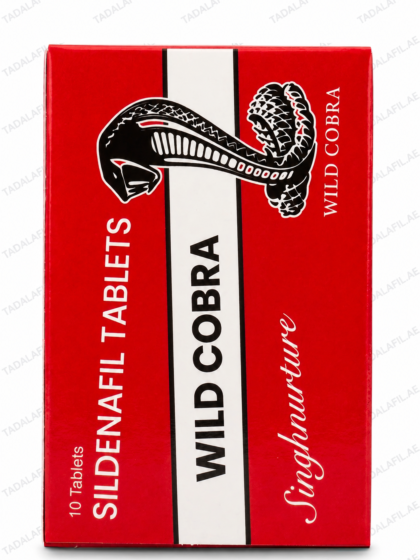 Wild Cobra Sildenafil Tablets, 10 tablets, red packaging with cobra design